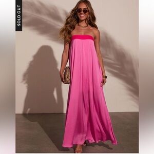 ‘VICI’ Pink Strapless Dress